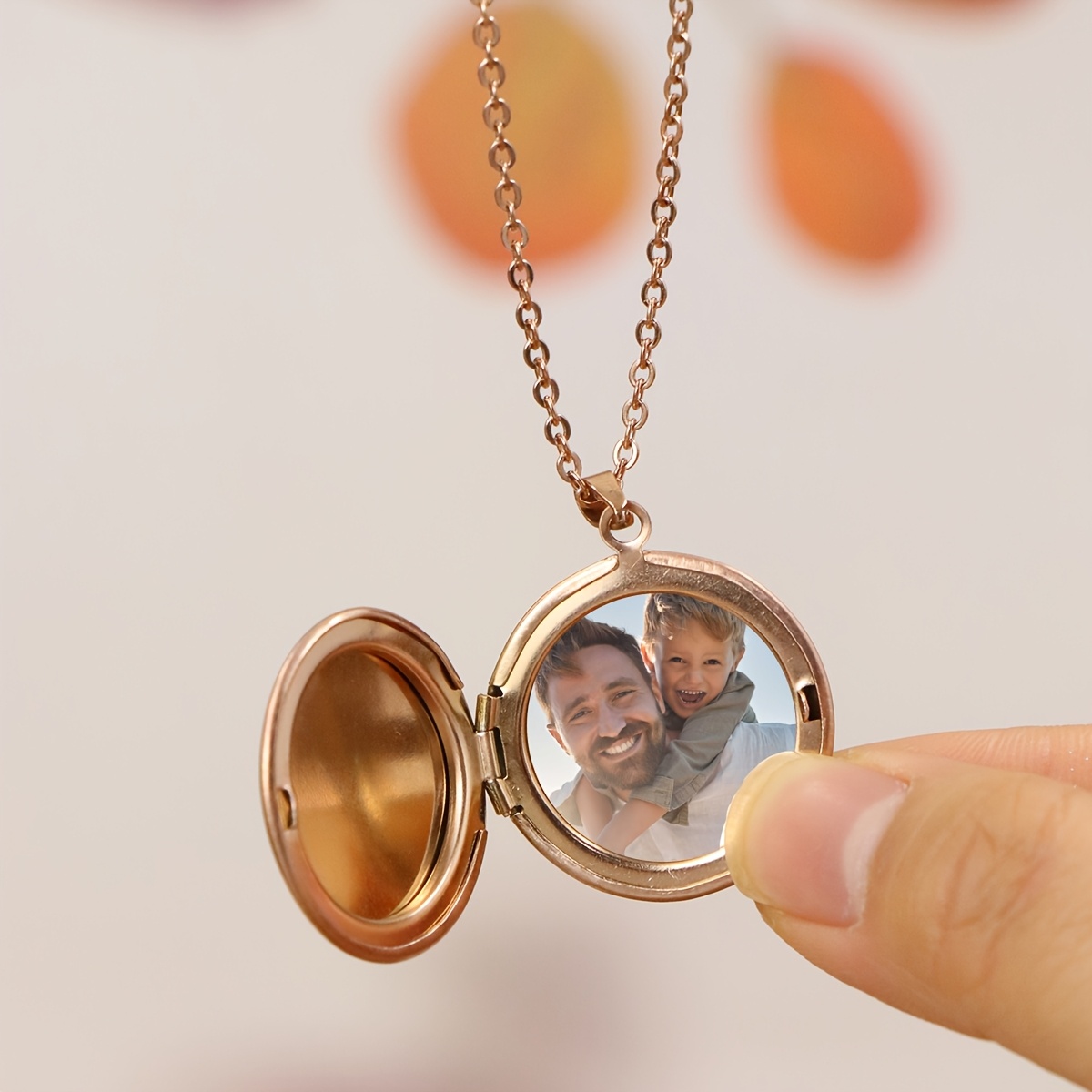 Custom Photo Locket Necklace with Opening Frame Pendant
